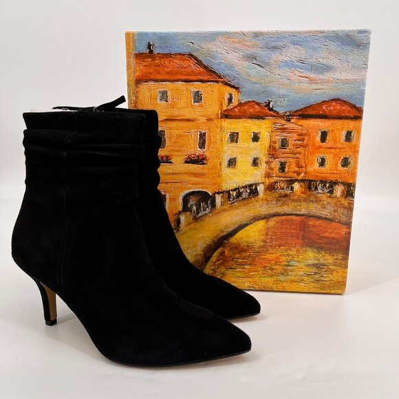 Bella Vita Danielle Booties Size 8.5M Black Suede Leather Boot 3" Heel - Picture 1 of 13